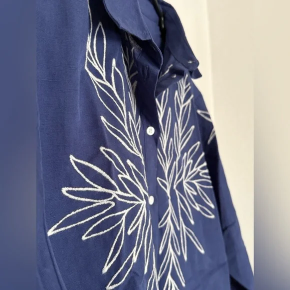 Sézane -Sézane x Roberto Ruspoli Maxy long-sleeved printed shirt linen blend-38 - Picture 6 of 13